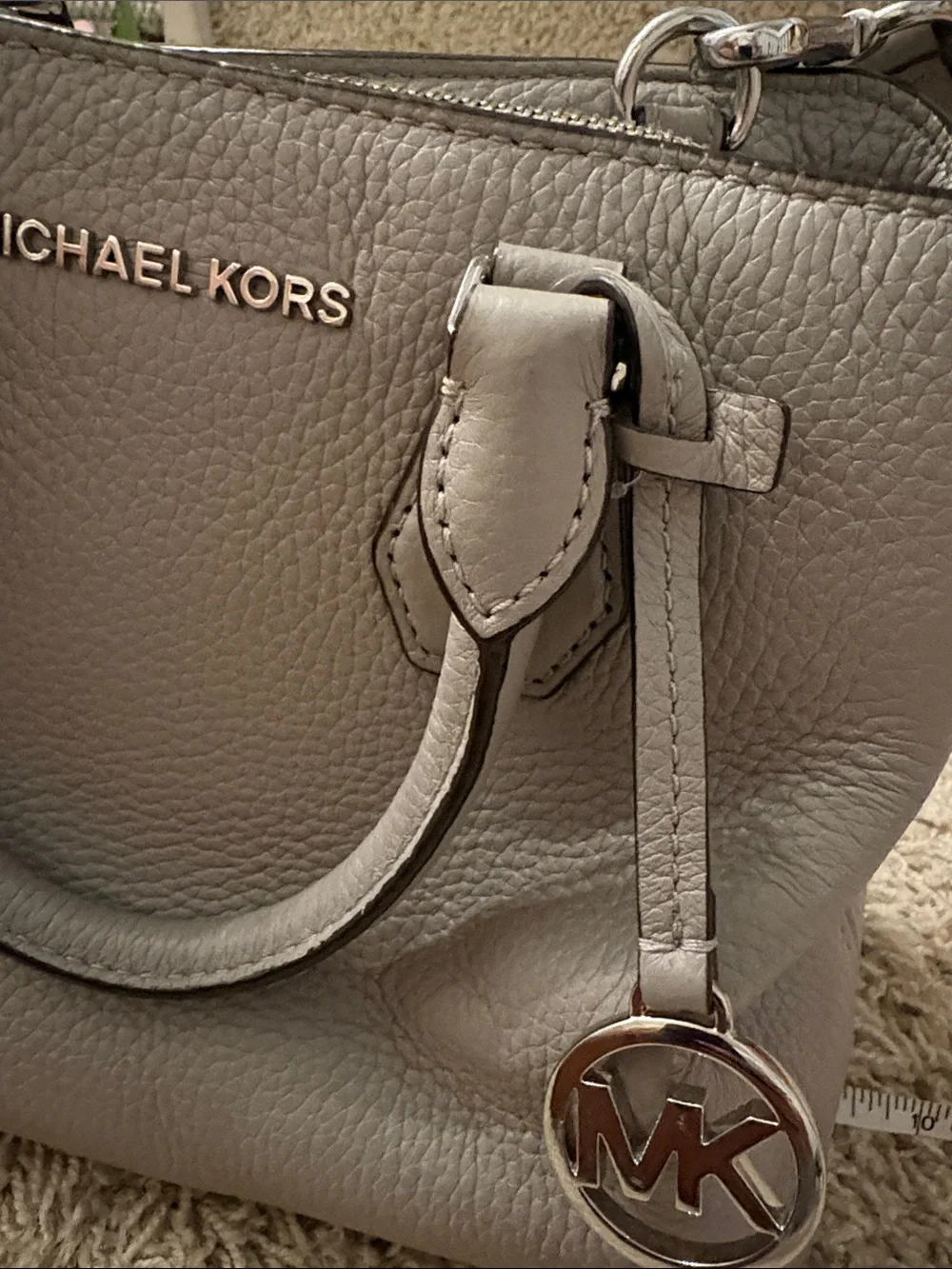 Michael Kors Light Gray Pebbled Leather Satchel